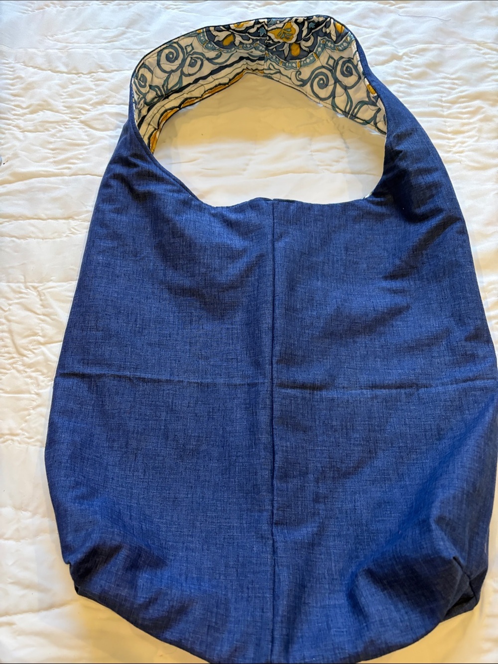 Upcycled Quilted Blue Tote Bag – Spacious Everyday Shoulder Bag - Picture 3 of 4